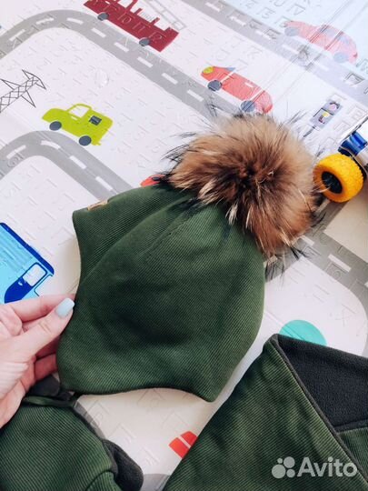 Зимний комплект шапка+снуд+варежки