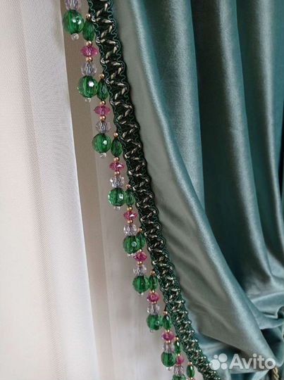 Шторы и тюль италия,шелковый бархат,стеклярус