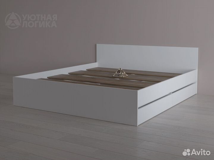 Кровать двухспальная с ящиками белая