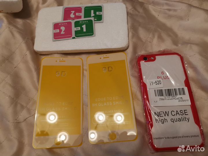 2 стекла и чехол iPhone6 plus