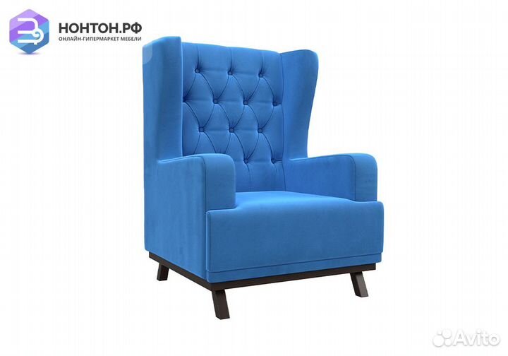 Кресло Джон Люкс велюр голубой
