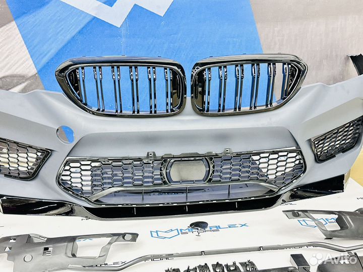 Бампер BMW G30, M5 F90 стиль + сплиттер, решетка