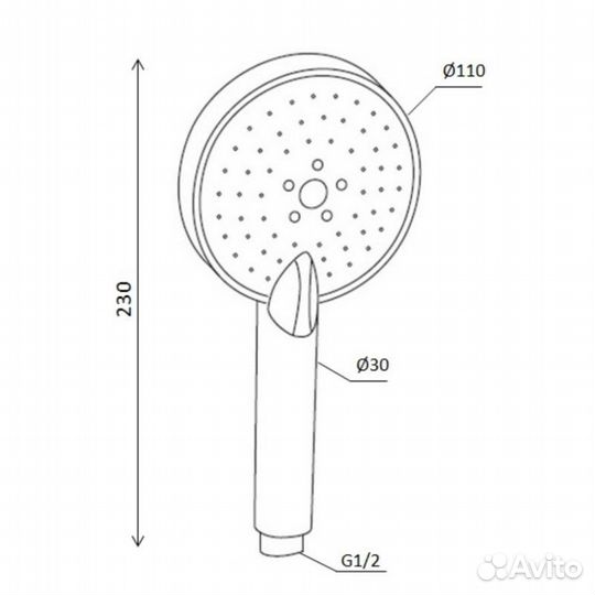 Душевая лейка 110 мм Damixa Origin One 918100200