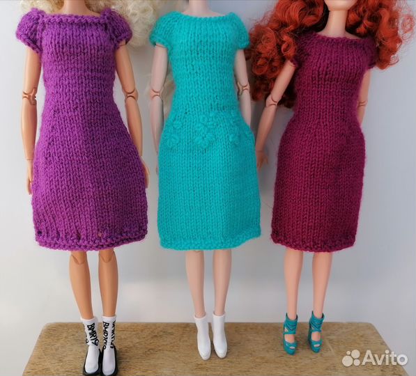 Платье для куклы барби вязанное