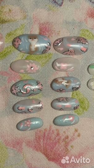 Гелевые типсы для наращивания с дизайном