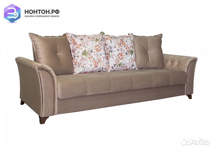 Диван книжка Ирис коричнево-бежевый / коричневые ц