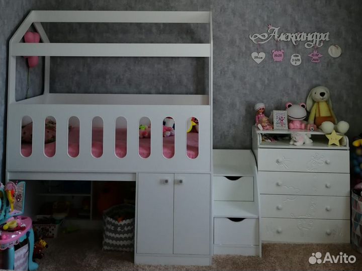 Кровать-чердак 160х80. Домик Теремок