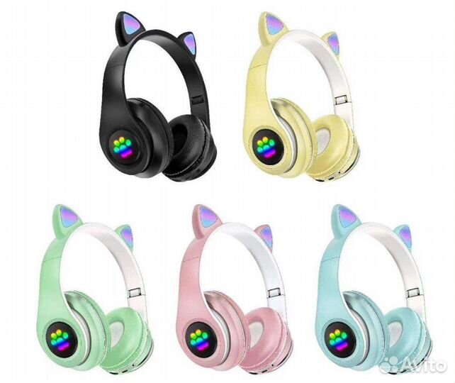 Наушники с ушками кошки светящиеся