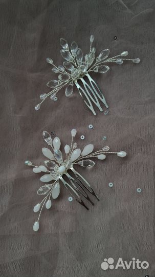 Украшение/веточка невесте на свадьбу, серьги