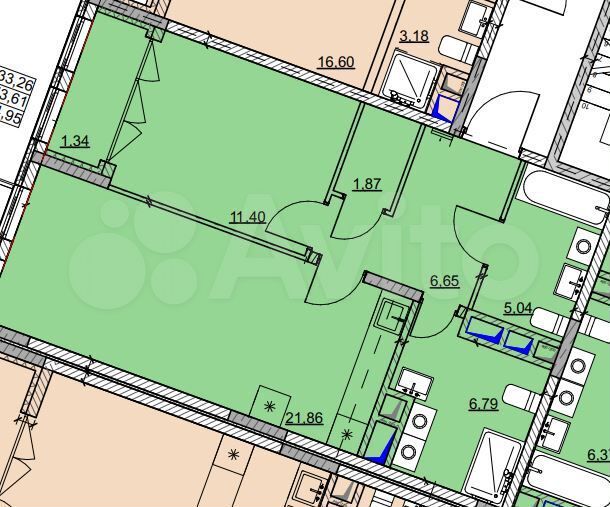 1-к. квартира, 55 м², 16/16 эт.