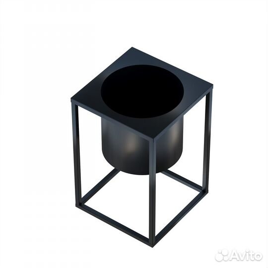 Кашпо 33х30 см, с подставкой 60х40х40 см, черное