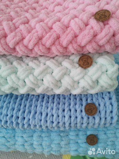 Плед детский вязаный ручная работа, alize puffy