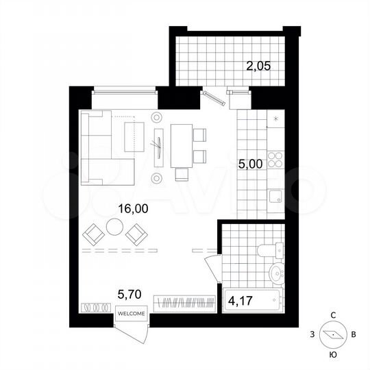 1-к. квартира, 35,1 м², 3/4 эт.