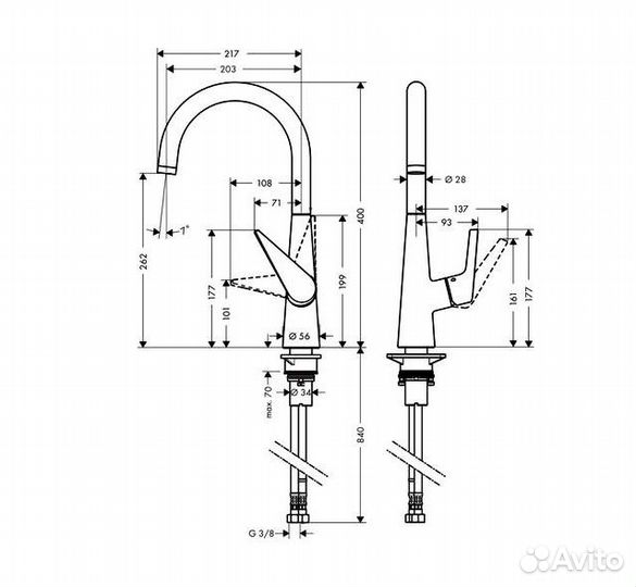 Смеситель для кухни Hansgrohe Talis S хром 7281200