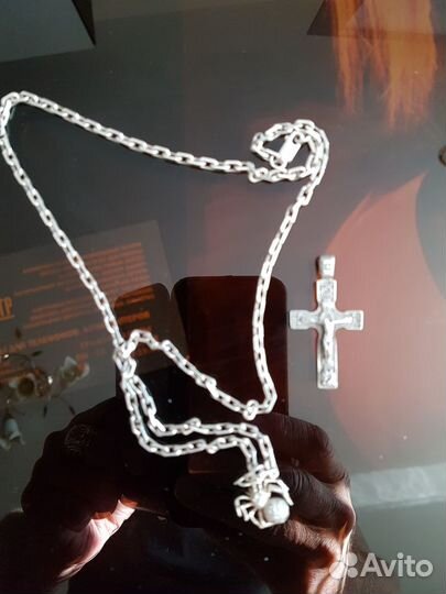 Серебренная цепь Крест подвеска