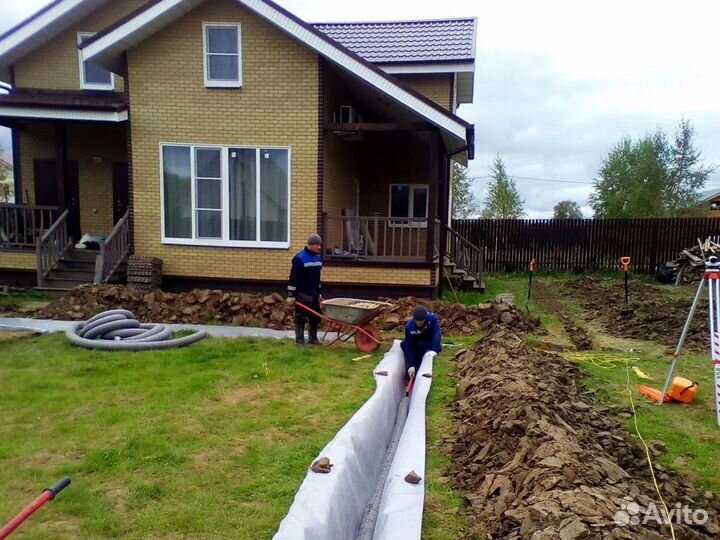 Дренаж участка,ливневка,отвод от фундамента,цоколя