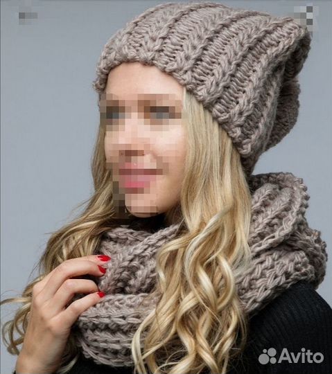 Комплект шапка и шарф снуд новый 54-58р