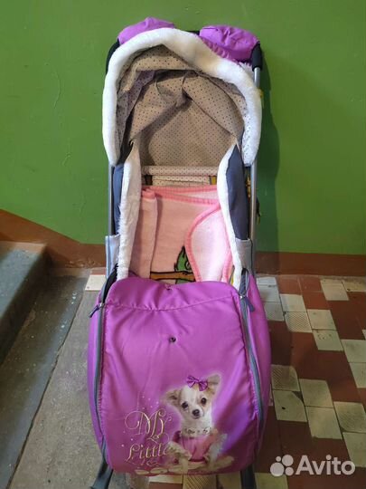 Детские санки коляска с колесами