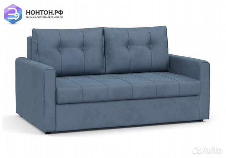 Диван еврокнижка Лео серо-синий