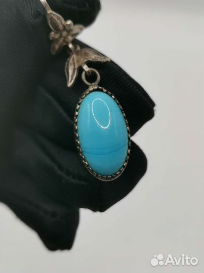 Серьги винтаж с голубым камнем Бижутерия СССР (Ч)