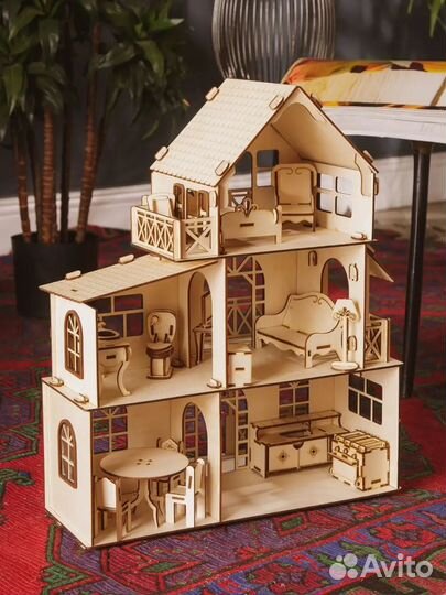 Кукольный домик с мебелью новый