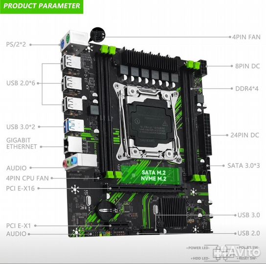 Материнская плата с процессором и памятью