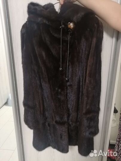 Шуба норковая с капюшоном 46-48