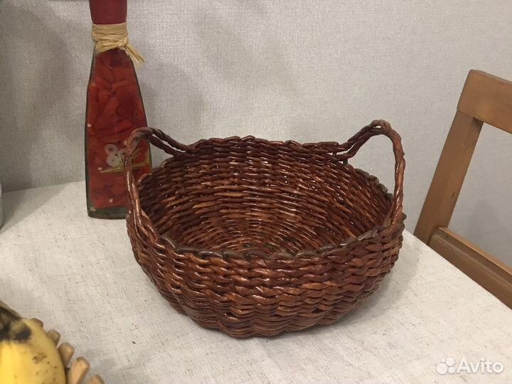 Корзина из бумажной лозы хэндмэйд