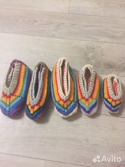 Вязаные домашние тапочки