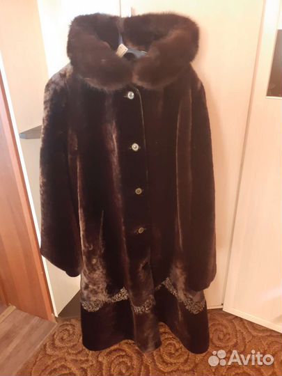 Шуба мутоновая с норкой