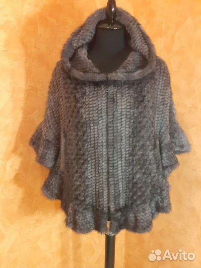 Пончо из вязаной норки