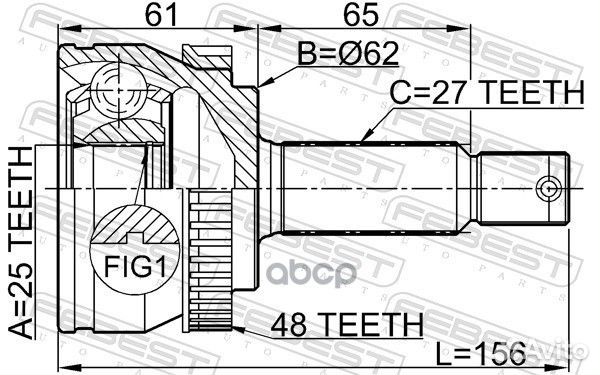 ШРУС наружный к-кт 25x62x27 Hyundai Tucson 04-10