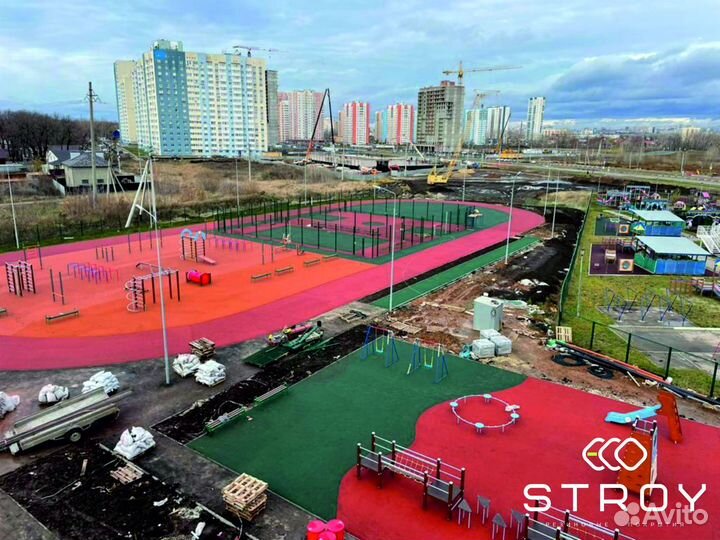 Резиновое бесшовное покрытие для спортивных площад