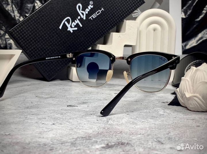 Очки Ray Ban Клабмастер серебристые