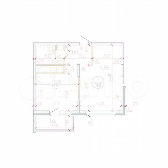 1-к. квартира, 38,4 м², 14/17 эт.