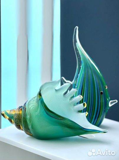 Ракушка бирюзовая из муранского стекла