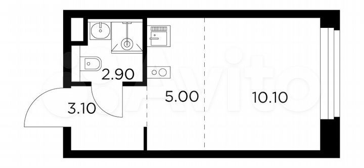 1-к. квартира, 21,1 м², 15/23 эт.