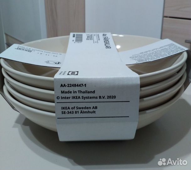 Тарелки глубокие IKEA Фэргклар набор 4 шт. Новые