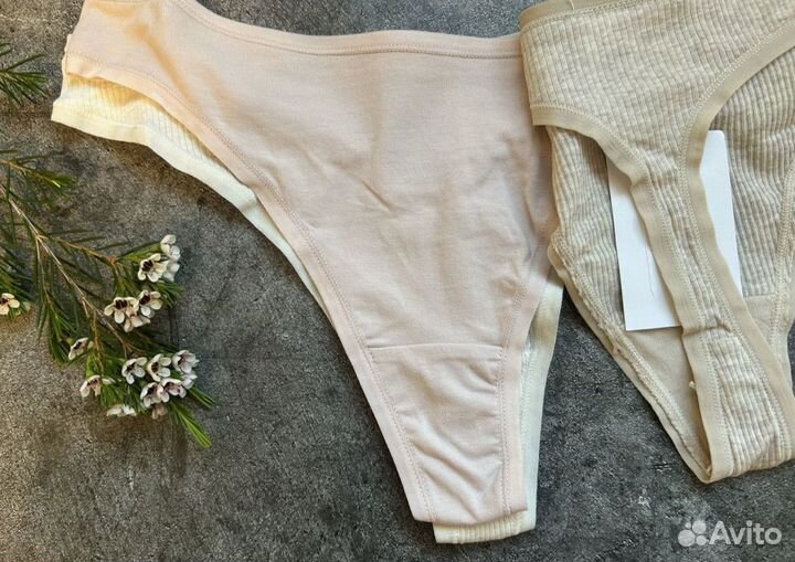 Женские трусы стринги хлопок М H&M 3 шт комплект