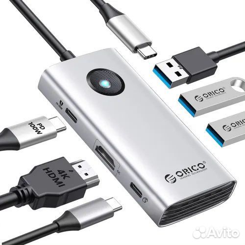 Хаб концентратор orico PW11-6P Type-C HUB, 6in1