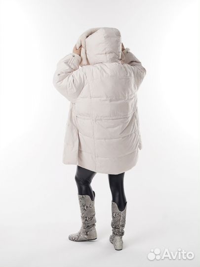 Шикарная парка с мехом эко норки до 66 размера