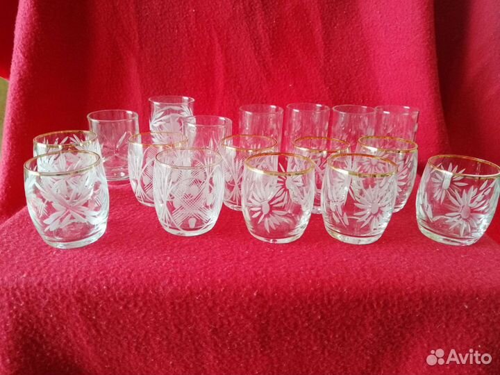 Стопки советские из тонкого стекла с рисунком