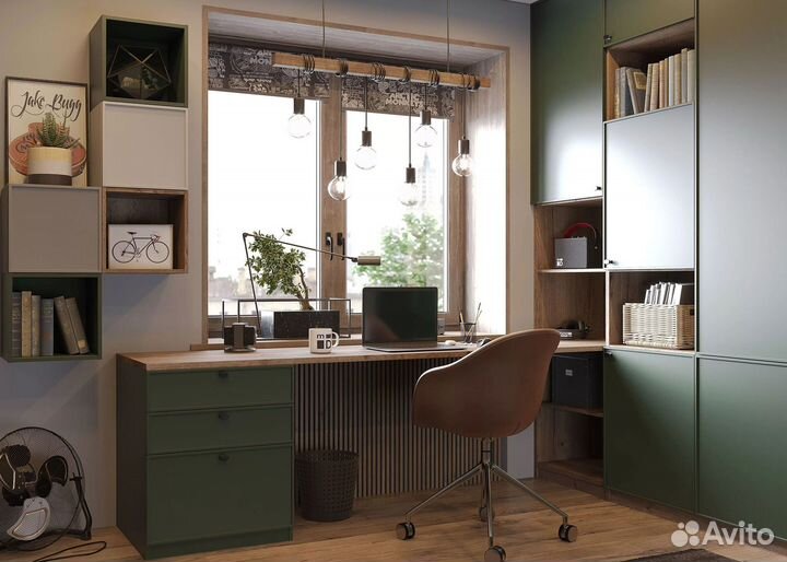 Рабочая зона с распашным шкафом