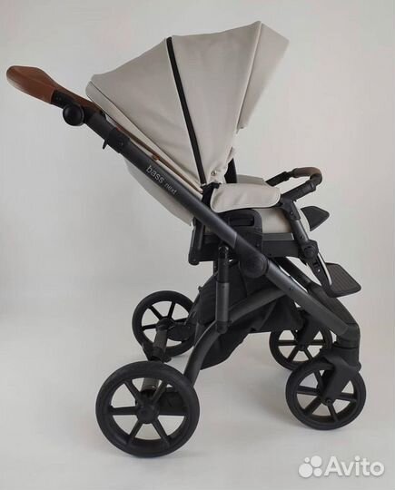 Коляска 2в1 Roan Bass Next эко-кожа св.серая