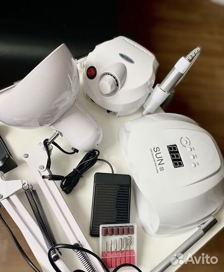 Набор для маникюра: аппарат, Sun, настольная лампа