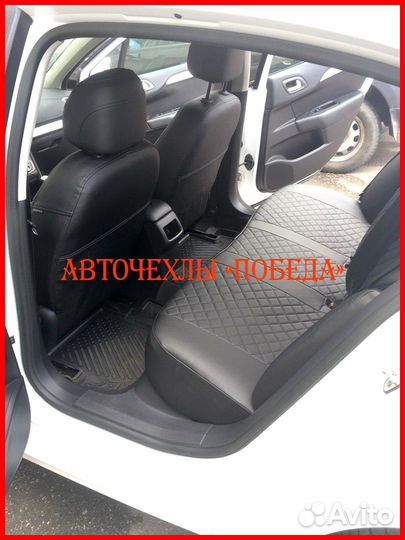 Чехлы Citroen C4 Sd из экокожи чёрные Ромб