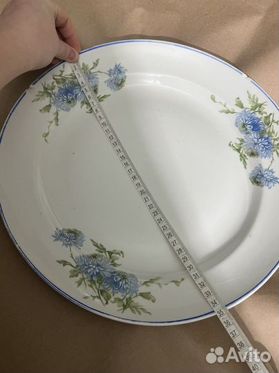 Дулево 1940 год огромное блюдо с хризантемами