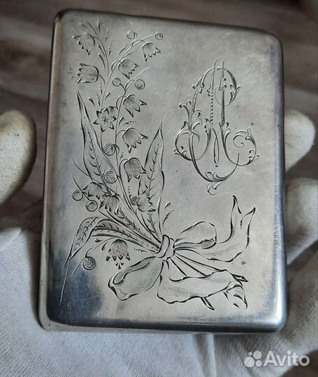 Серебряный царский портсигар с вензелем 84 проба