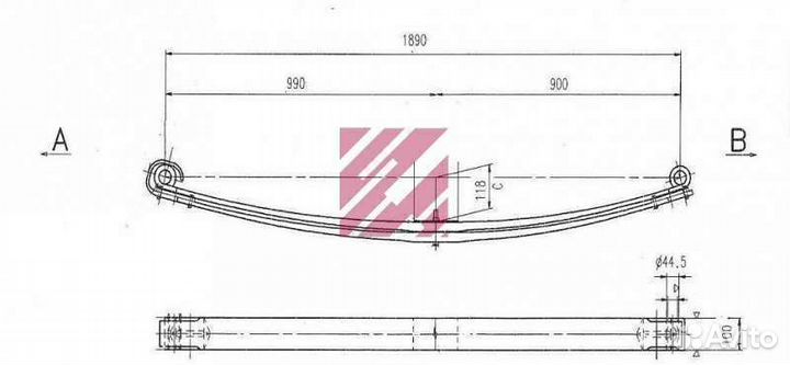 Рессора передняя Вольво 2-х листовая 2х32х100 990