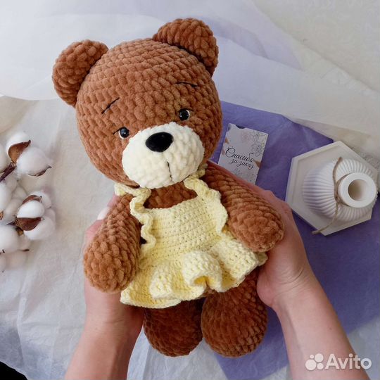 Вязаные игрушки ручной работы, вязаный зайка,мишка